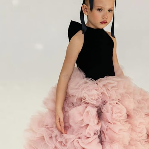 Luxury Ball Gown Flower Girl Dresses High Neck Wedding Party Gown Dress Floral Floor Length Princess Birthday Dress4