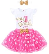 Fifiilyty Baby Girl 1st Birthday Outfit: Printed One-Piece Top + Ballet Skirt + Headband