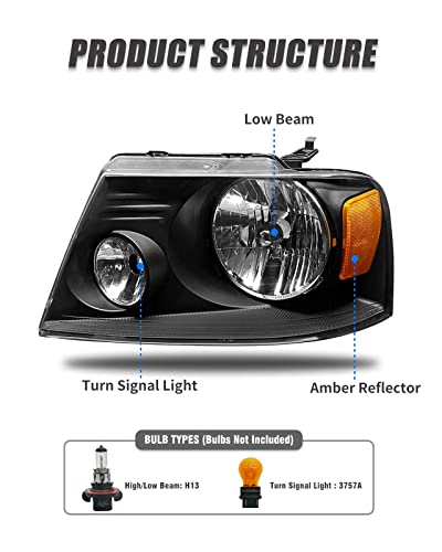 image for ADCARLIGHTS 2004-2008 F150 Pickup Headlight Assembly for 04-08 Ford F1