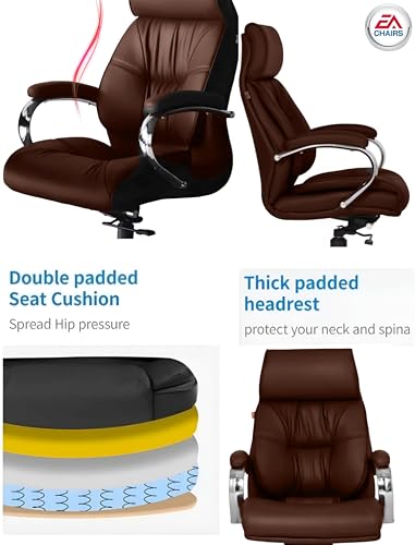 Image of S-91 PRO Browns Iran Arms /Luxury Comfort of Torshan Mechanism Victory Ergonomic Leatherette Executive High Back Revolving Desk Office Chair