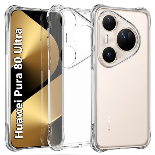 USTIYA Case for Huawei Pura 80 Ultra Clear TPU Four Corners Military-Grade Protection Cover Transparent Soft funda