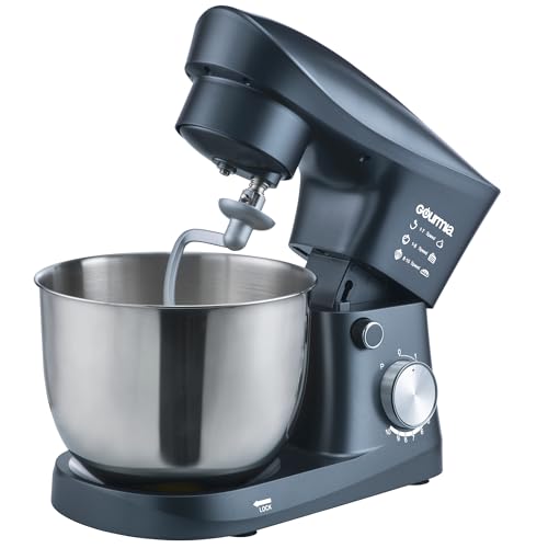 Gourmia 5 Quart 10-Speed Electric Stand Mixer with Bowl + Shield, Dough Hook, Whisk and Beater - Household Kitchen Standing Dough Maker Machine by Gourmia - Used condition - US$44.47
