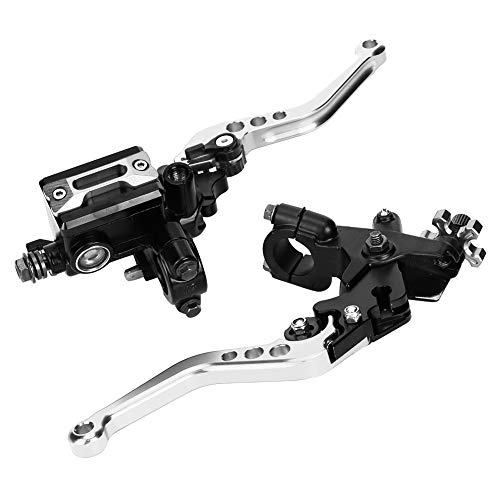 Palanca de freno del embrague de la motocicleta, Akozon Universal 7/8in Freno hidr�ulico ajustable Palancas de embrague de la bomba superior Conjunto de la manija Accesorios del manillar (Plata)