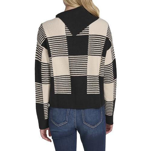 Nautica Women's Buffalo Check Warm Cowl Neck Pullover4