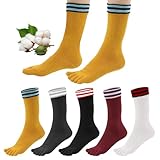 Soleeya 5 Pares Calcetines Dedos Mujer Algodón de Deporte EU 35-40 Suave y Transpirable Rayas Calcetines Algodon con Dedos Separados Mujer Deportivos Correr Ciclismo (A)
