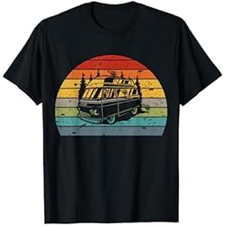 Caravana para mujer Campervan, campamento nacido, vintage, retro Camiseta