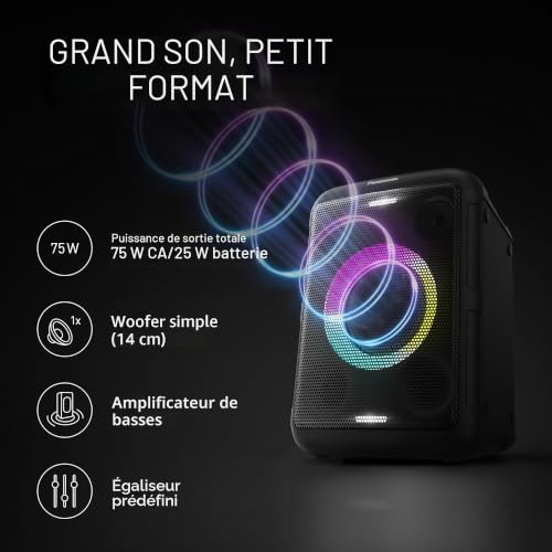 Enceinte Portable Panasonic SC-BMAX5E-K – 75W, Bluetooth, Lumières Intégrées - vue 9