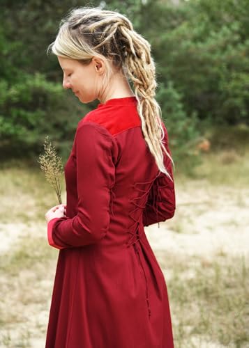 Battle-Merchant Meira Medieval Lace-Up Dress for Women Cotton Gown with Velvet Trim, Renaissance Faire, LARP & Gothic Costume, Red XXL by Battle-Merchant - Used condition - Image 10