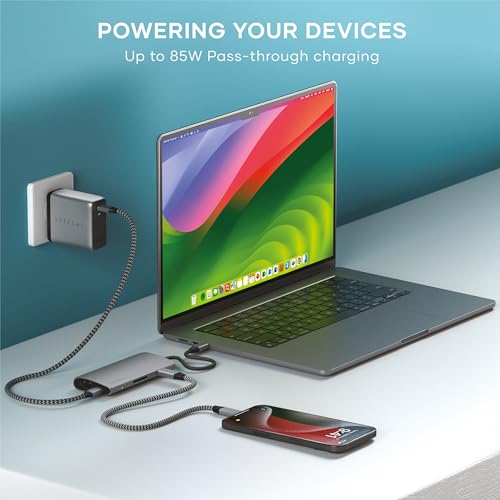 Image of Satechi 8 in 1 USB C Hub Multiport Adapter V3, 8K HDMI, 100W Charging, 4 USB Data Ports, Ethernet, SD Card Reader, for Laptop, for Mac /Windows, MacBook Air /Pro /Neo, iPad Air /Pro - Space Gray