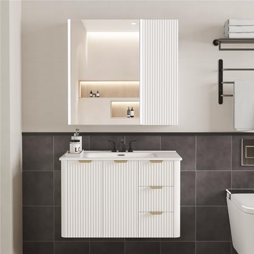 BONITURE 30 Inch Bathroom Vanity with Sink and Medicine Cabinet