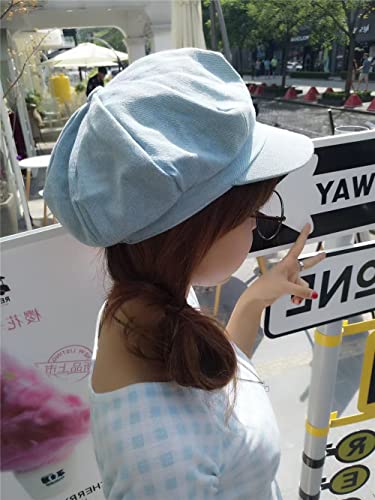 Ditard 2/4 Pieces Women Sboy Cap Adjustable Visor Beret Hats Sun Hat Beach Soft 8 Panels Cabbie Octagonal For Girls, 7 1/4-7 1/2, Blue-White, Gray-Black, Light Blue, Dark #TOP6