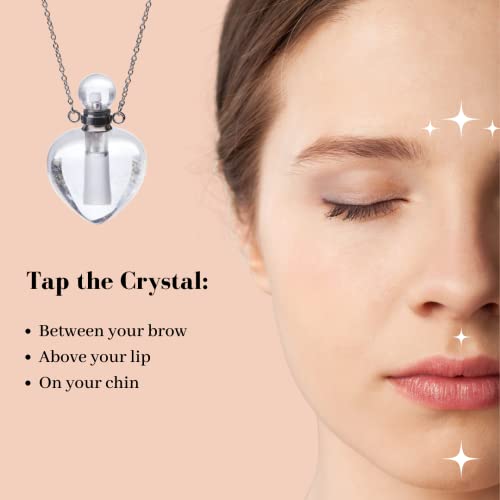 Stemma Crystal Clear Quartz Necklace Aromatherapy Necklace| 100% Gemstone Necklace With Lavender Oil Essential Oil Necklaces For Women For Better Sleep, Stress Relief #TOP4