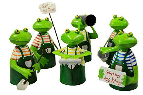 Lot de 6 tabourets de clôture de qualité supérieure - Poteaux/Décoration de Jardin en métal - Décoration de clôture - Figurine d'animaux de Jardin (Jardinier Grenouille)