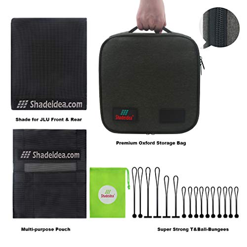 Shadeidea Sun Shade for Jeep Wrangler JL Unlimited (2018-2023) 4 Door Front and Rear-Black Mesh Screen Sunshade JLU Top Cover UV Blocker with Grab Bag-10 Year Warranty