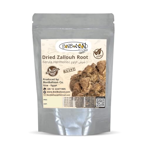 Dried Zallouh Root Herb Sharsh El Zaloua Egyptian Herbs Al Zaloua Ferula Hermonis Natural Herbal Middle East Egypt Arab No Preservatives Kosher Halal Nature ( 1 Pack = 4.41 oz / 125 gm ) شرش الزلوع حلال
