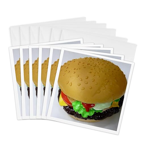 Cartes de vœux Everyone Loves A Burger 3dRose : Ne manquez plus jamais de carte carrée