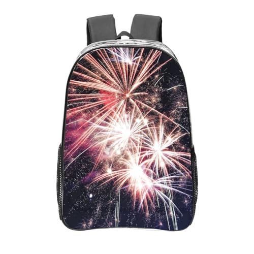 Grand sac à dos léger et transparent à motif feu d'artifice pour étudiants