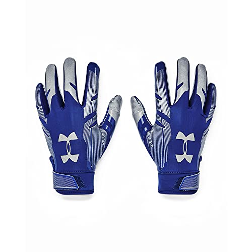 Gants de football UA F8 Pee Wee de qualité supérieure en tissu élastique et respirant bleu