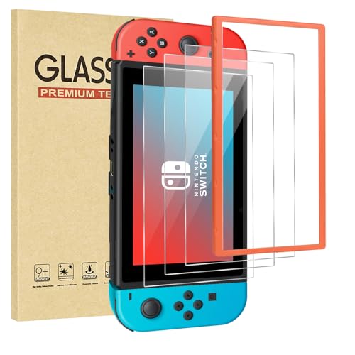 Jngnpn 3-Pack Tempered Glass Screen Protector for Switch Model 2017 [6.2 Inch],with Alignment Frame Transparent HD Clear, Anti Scratch, Bubble Free, Easy Installation, 9H Hardness, Ultra Thin