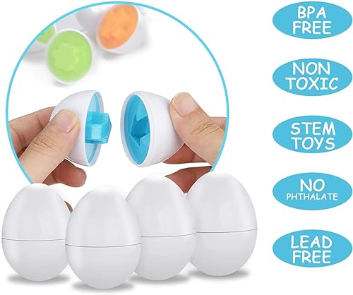 VUIYA Toddler Toys - Color Matching Egg Set - Educational Color, Shapes and Sorting Recognition Skills - Puzzle for Kid Baby Boy Girl, Easter Basket Gift (6 Eggs) - Thumbnail 3