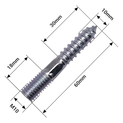 Miniatura 4 de Skir Co 10 Piezas Pernos De Suspensión M10 X 60 Mm, Tornillos De Pasador De Rosca De Doble Extremo, Pernos De Doble Cabeza