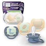 Philips Avent Ultra Soft Schnuller für Tag und Nacht – kiefergerecht, für Babys 6–18 Monate, leuchtet im Dunklen, symmetrische Form aus weichem Silikon, BPA-frei, 4er-Pack, SCF094/10
