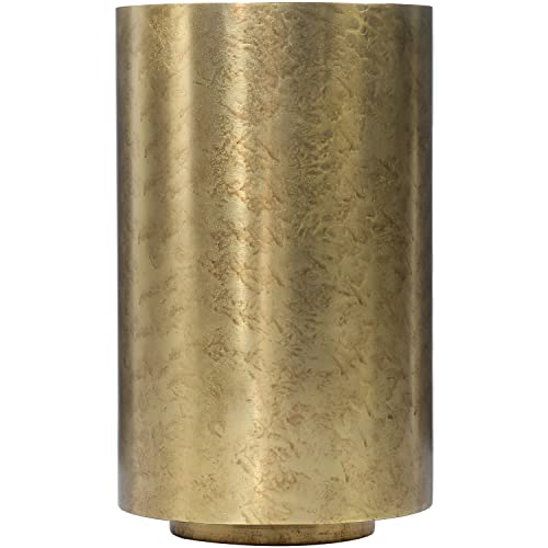 Mygift Antiqued Brass Tone Metal Vase, 10 Inch Vintage Style Tall Flower Vase For Table - Handcrafted In India #TOP26