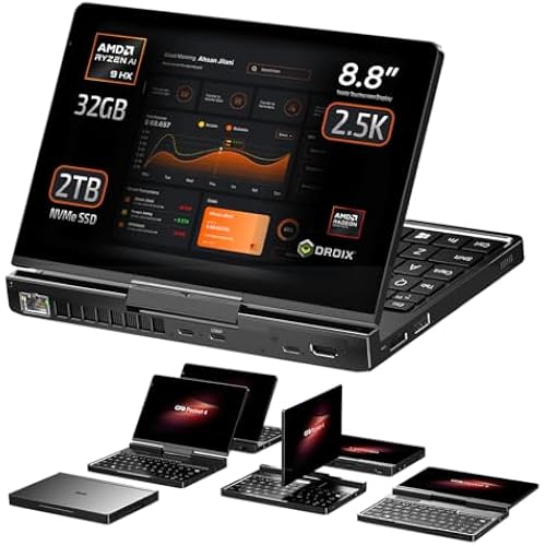 GPD Pocket 4: Mini Laptop with AMD Ryzen AI 9 HX 370 CPU, Radeon 890M GPU, 32GB LPDDR5X RAM, 2TB PCIe Gen4 SSD, 8.8 Inch 2.5K 144Hz Display, Wi-Fi 6E, Bluetooth 5.3, Modular AI Handheld PC