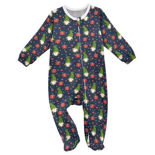 Pfrewn Baby One-Piece Footies Christmas Gnomes Toys and Gifts Girls Boys Footed Sleep and Play Christmas Winter Romper Jumpsuit 24M