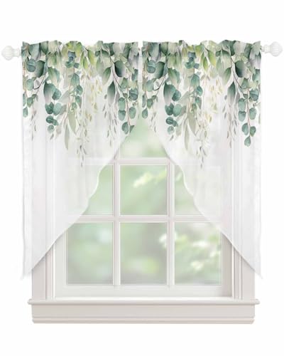 Cortinas semitransparentes de hojas de eucalipto, 2 paneles de 36x63'' 2