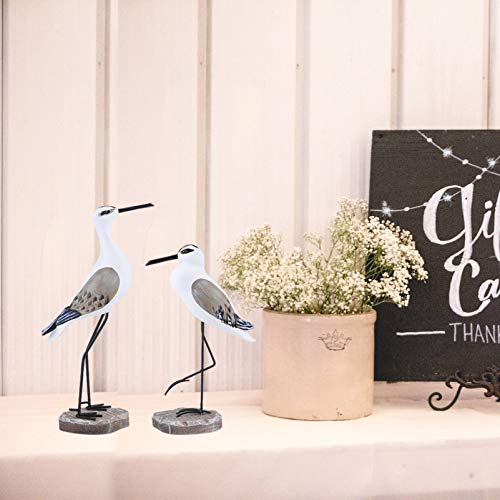 Healifty Pelican Decor 2Pcs Wooden Seagull Figurine Sea Bird Sculpture Statue Nautical Decorations Ornaments Mediterranean Style Coastal Beach Home Room Garden Decoration For Bedroom Living Room #TOP4
