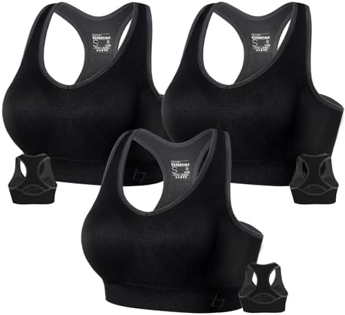 FITTIN Racerback Sports Bras for Women - Padded Seamless Support ...