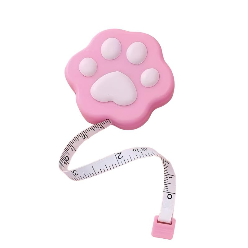 1 Pink Automatic Ruler with paw Print and paw Print - Suitable for pet Measurement, cat Owner Gifts, Office and Home use - a Small Portable Tape Measure Suitable for cat Enthusiasts