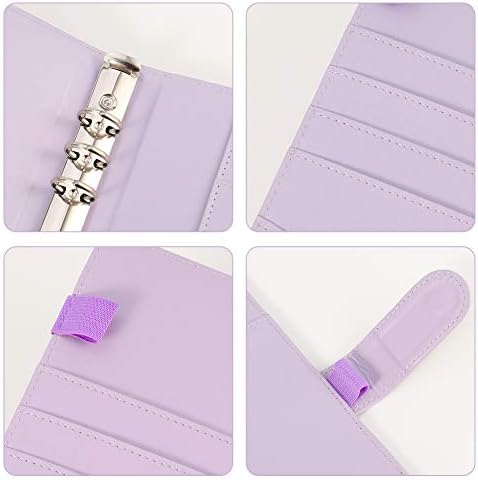 falllea A5 PU Leather Ring Binder, Refillable 6 Round Ring Binder Cover, Business Notebook Binder Notepad and Meeting Notebook, Travel Writing Notebook Diary Binder Cover(Purple)