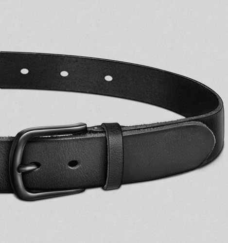 Image of BULLIANT Men Belt 2Pack-Leather Belt 7Holes Comfortable For Men's Dress Casual Jeans 1 3 /8 inch