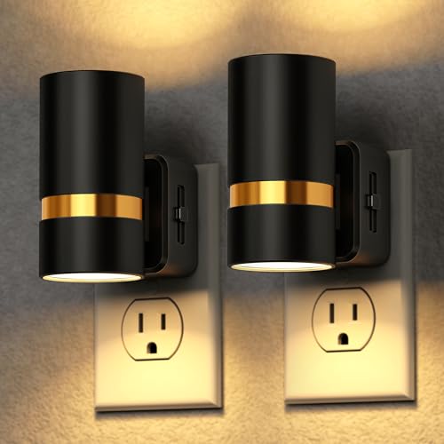 DORESshop LED Night Lights Plug into Wall, 2 Pack, Black
