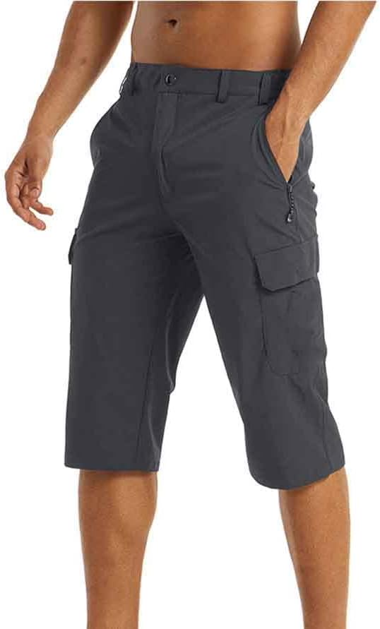 Suwequest Summer Quick Dry Pants Men's Casual Mult-Pocket Lightweight Shorts Outdoor Hiking Tactical Cargo Pants