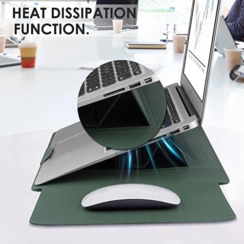 HoYiXi 13 Inch Laptop Sleeve Case Leather Case Compatible with MacBook Air 13.3/13.6 M1 M2/MacBook Pro 13 2022-2016/Dell XPS 13/Surface Pro X/8/7 /6/5/Surface Laptop 13.5 Inch, Sleeve Bag Green