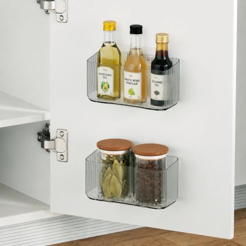 MaraFansie 4 Pack Over Cabinet Organizer Storage Lid Organizer Caddy Space Saver No Drilling Adhesive Hook Over Door Organizer, Clear Gray by MaraFansie - Used condition - Image 3