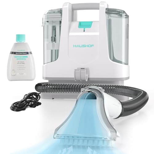 HAUSHOF Waschsauger Teppichreiniger, StainZapper Fleckenreiniger für Teppich mit Reinigungsmittel, Sofa, Vorleger, Polster, Treppen, Auto, 28,5cm X 15cm X 26,5cm, 400W, Weiß/Grau HAUSHOF Waschsauger Teppichreiniger, StainZapper Fleckenreiniger für Teppich mit Reinigungsmittel, Sofa, Vorleger, Polster, Treppen, Auto, 28,5cm X 15cm X 26,5cm, 400W, Weiß/Grau