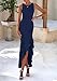 PRETTYGARDEN Wedding Guest Dresses for Women 2025 Summer Formal Gala Maxi Dress Ruffle Mermaid Cocktail Long Dresses(Navy,Small)