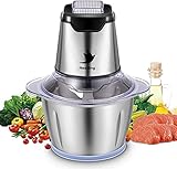 ✔️ 2 GESCHWINDIGKEITEN MIT 1 KNOPF: Drücken Sie vorsichtig den Startknopf für Zutaten wie Petersilie, Zwiebeln, Schalotten, Knoblauch. Drücken Sie fest den Startknopf für Zutaten wie Mandeln, Haselnüsse, Walnüsse, Gruyere. Passt die Messerdrehzahl dieses Häckslers an, um bei jedem gründlichen Mahlen, Pürieren, Entsaften oder Hacken die perfekte Textur zu erzielen.
