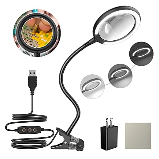 LED Magnifying Lamp with Clamp, Raweao 3X Lighted Hands Free Magnifying Glass with Light for Reading, Seniors, Hobbies, Craft
