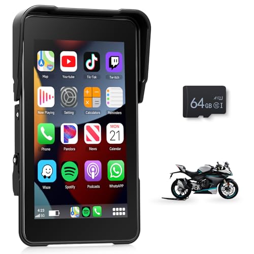 Motorcycle Carplay Screen 5 Inch GPS Navigation System with Wireless Carplay and Android Auto IP68...