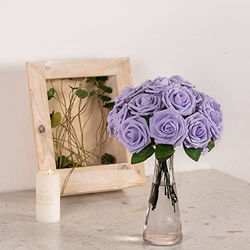 Coferset 25Pcs Artificial Rose Flowers Fake Roses Real Looking Foam Roses With Stems For Diy Wedding Bouquets Bridal Shower Centerpieces Party Decor (Lilac) #TOP5
