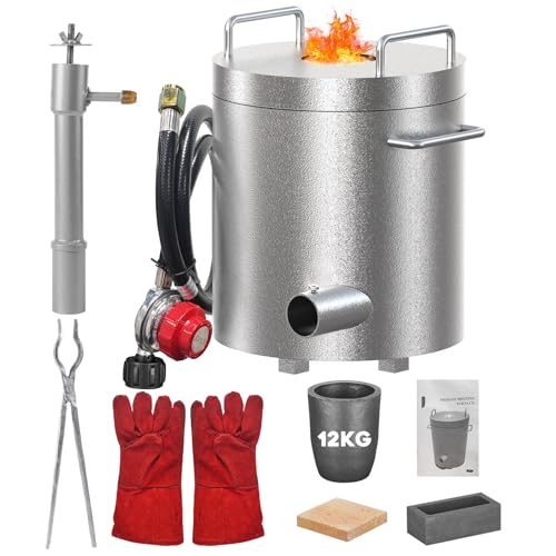 EliteEdge 12KG Propane Melting Furnace Kit, Smelter Furnace Kit with Crucible and Tong, 1300°C /2372°F High Capacity Foundry Furnace for Melting Gold, Silver, Tin, Aluminum