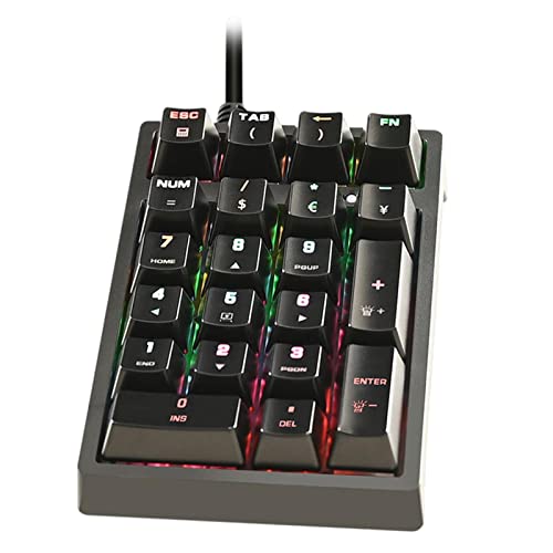 Kokiya Portable K21 Mini Mechanical Numeric Keypad 21 Keys Rgb Backlight Usb For Gaming Laptop Notebook Cashier Desk #TOP2