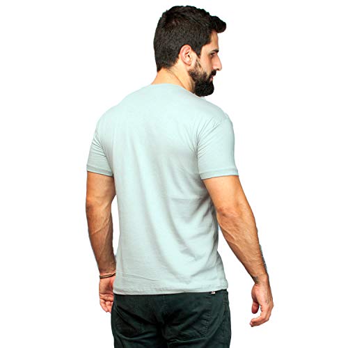 Kit Com 5 Camisetas Slim Masculina Básica Algodão Part.B (Rosa, Branco, Azul, Cinza e Verde, GG)