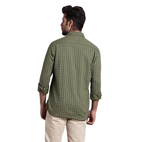 Image of Colorplus Men's Pure Cotton Print Pattern Contemporary Fit Spread Collar Full Sleeve Casual Shirt