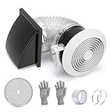 XABJU 512M 6-Inch Through Wall Exhaust Fan, 80 CFM High Airflow & Quiet 4.0 Sones Operation – Bathroom Exhaust Fan & Wall Vent Fan | Retractable Duct for Efficient Venting with Aluminum Grease Filter